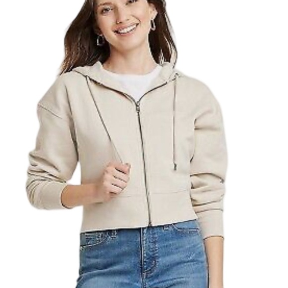 Universal Thread Full Zip Tan Cropped Hoodie Sweatshirt NWT Size XXL - Picture 1 of 7
